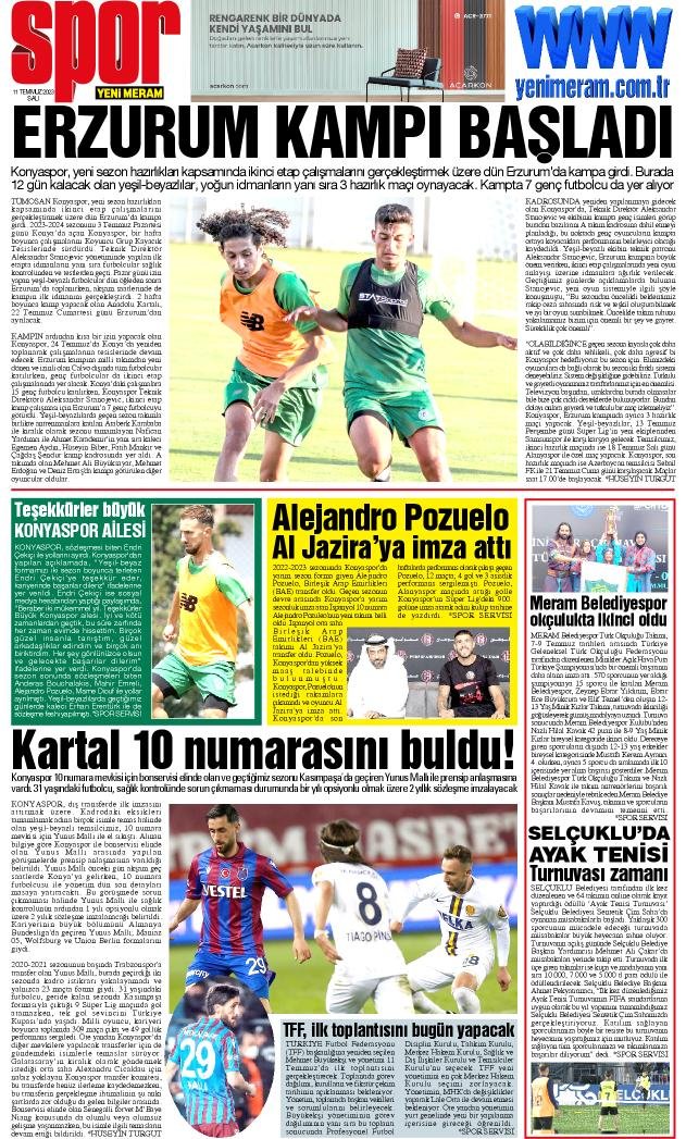 11 Temmuz 2023 Yeni Meram Gazetesi
