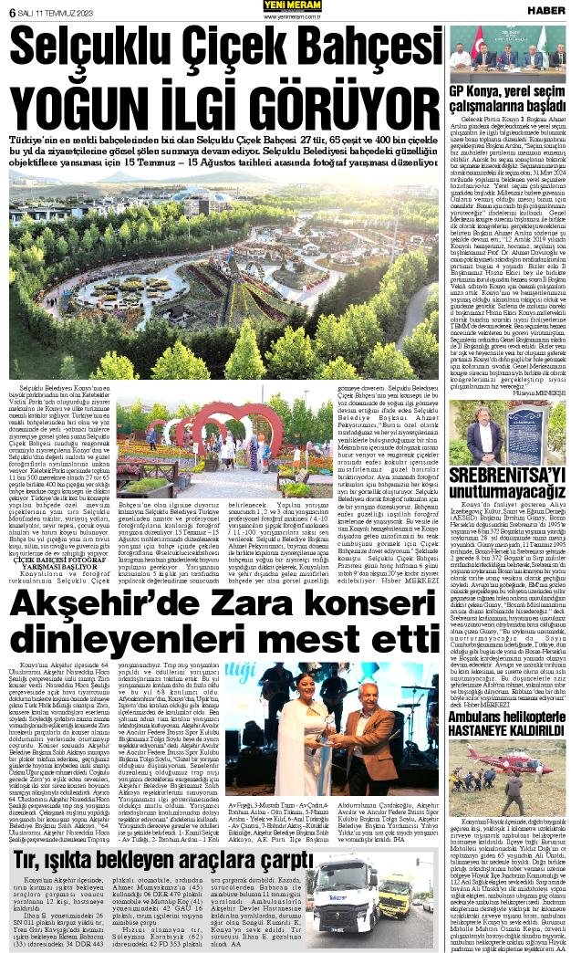 11 Temmuz 2023 Yeni Meram Gazetesi
