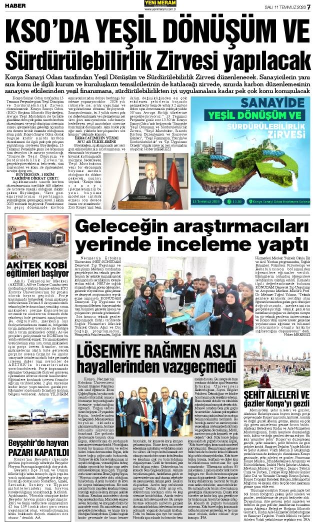 11 Temmuz 2023 Yeni Meram Gazetesi
