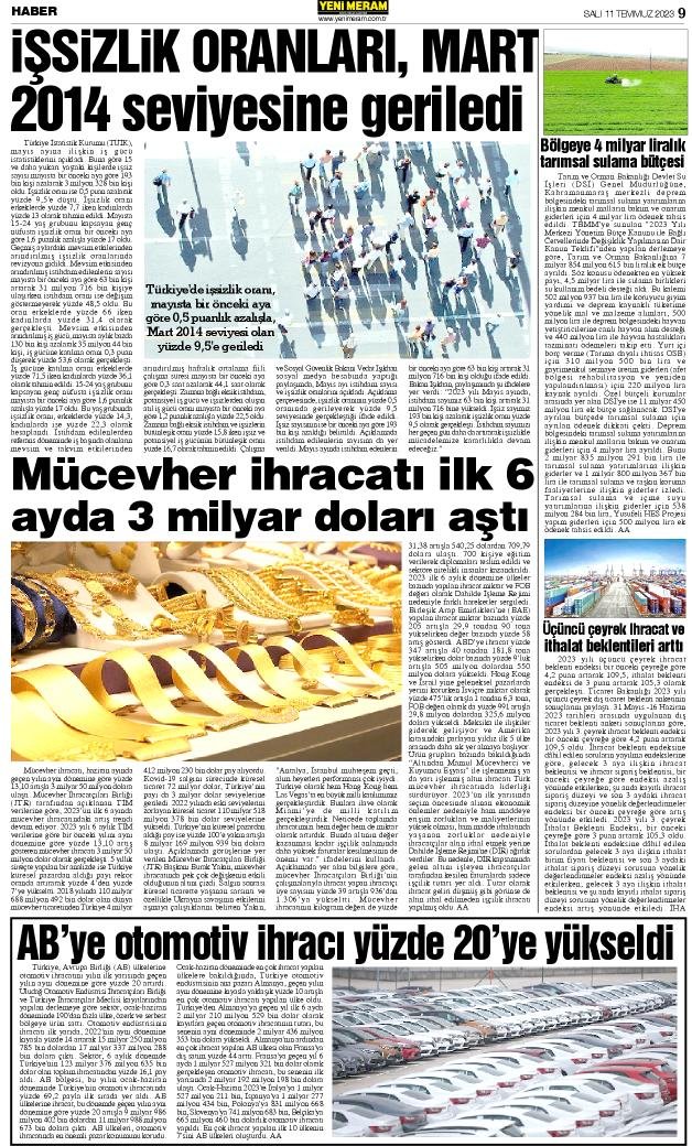 11 Temmuz 2023 Yeni Meram Gazetesi
