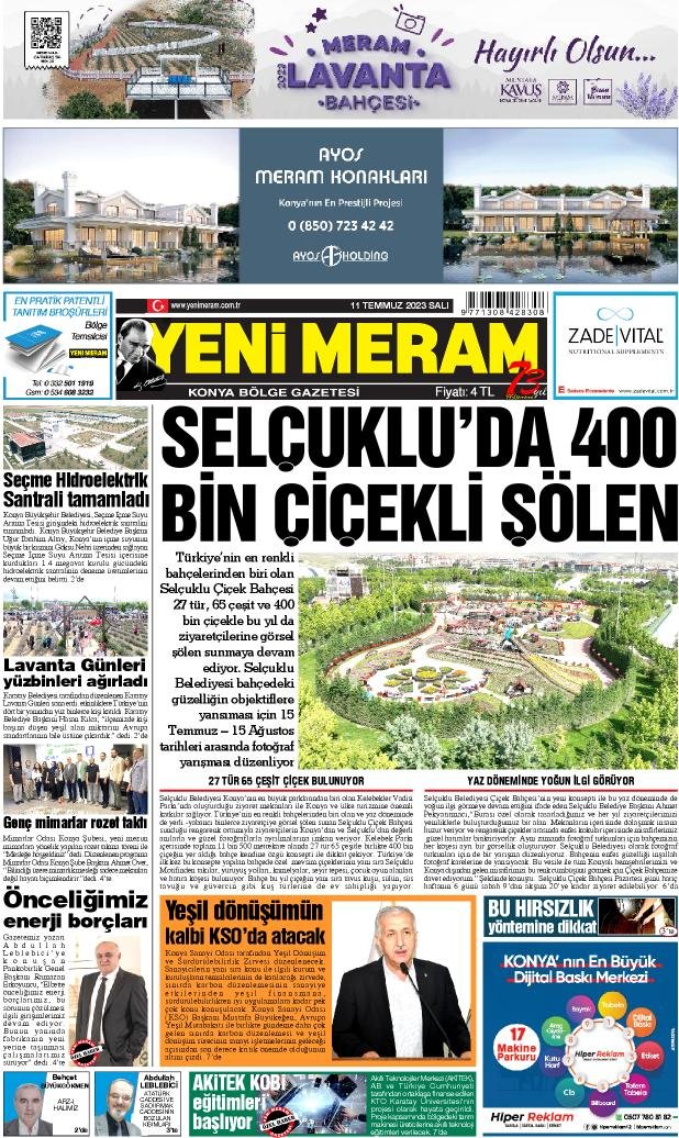 11 Temmuz 2023 Yeni Meram Gazetesi
