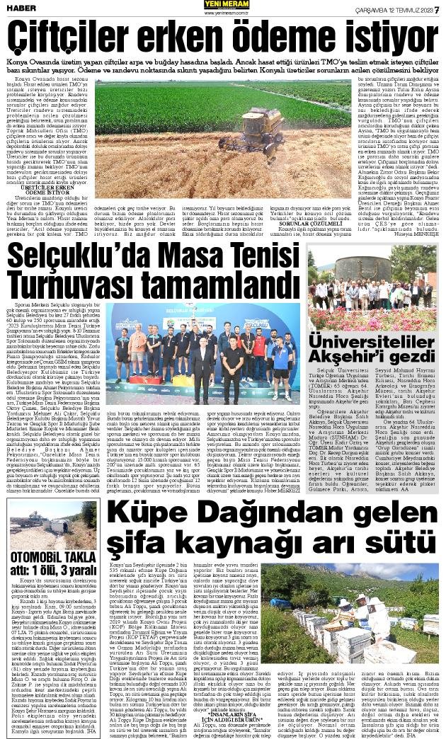 12Temmuz 2023 Yeni Meram Gazetesi