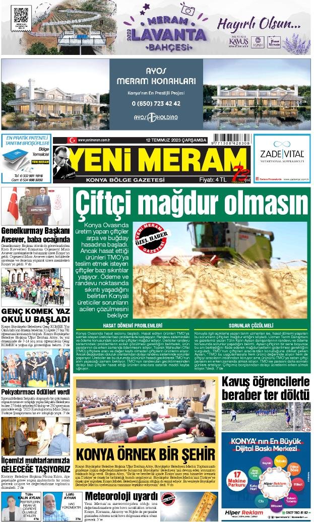 12Temmuz 2023 Yeni Meram Gazetesi