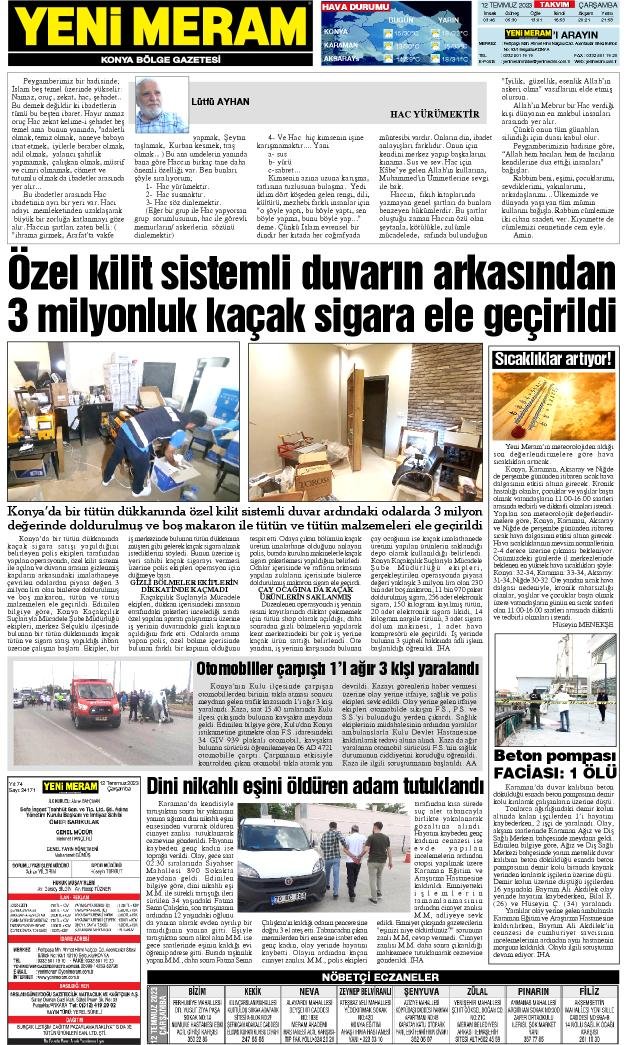 12Temmuz 2023 Yeni Meram Gazetesi