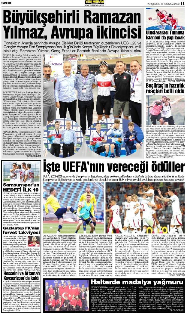 13 Temmuz 2023 Yeni Meram Gazetesi
