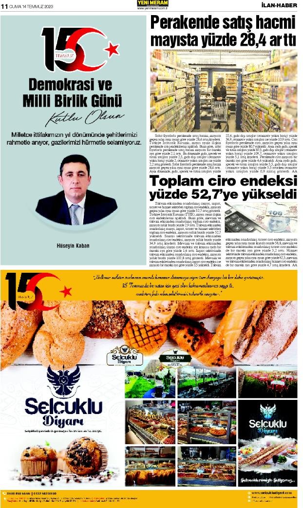 14 Temmuz 2023 Yeni Meram Gazetesi