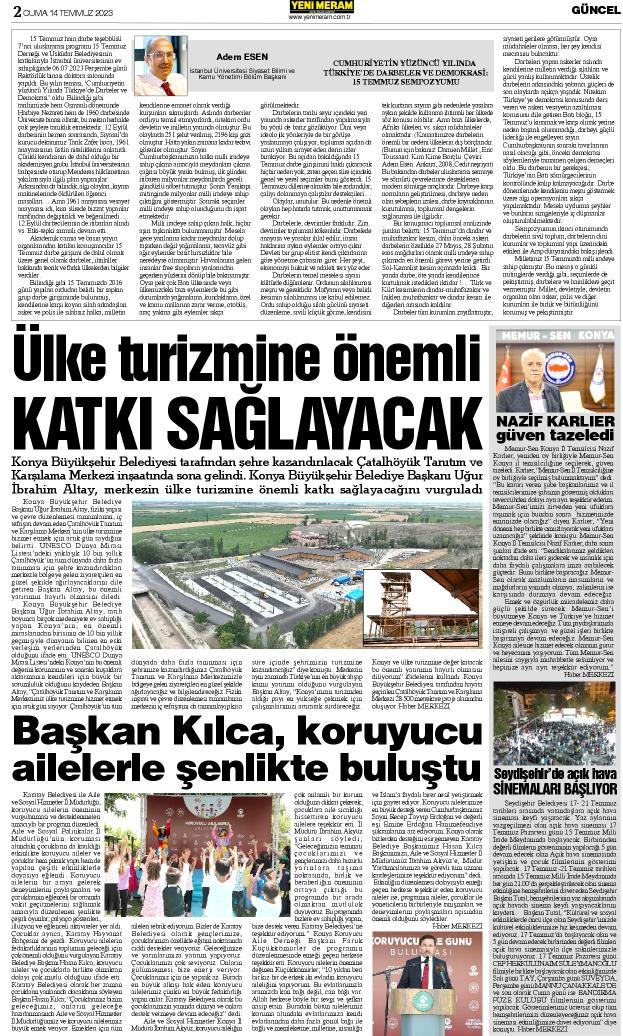 14 Temmuz 2023 Yeni Meram Gazetesi