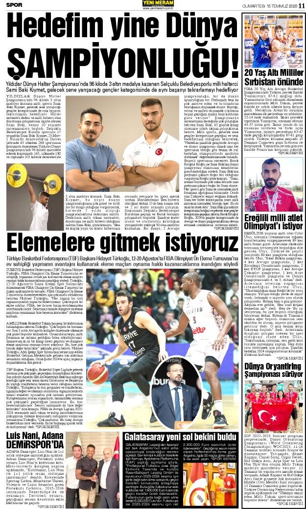 15 Temmuz 2023 Yeni Meram Gazetesi