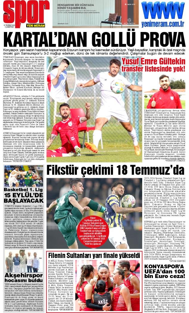 15 Temmuz 2023 Yeni Meram Gazetesi