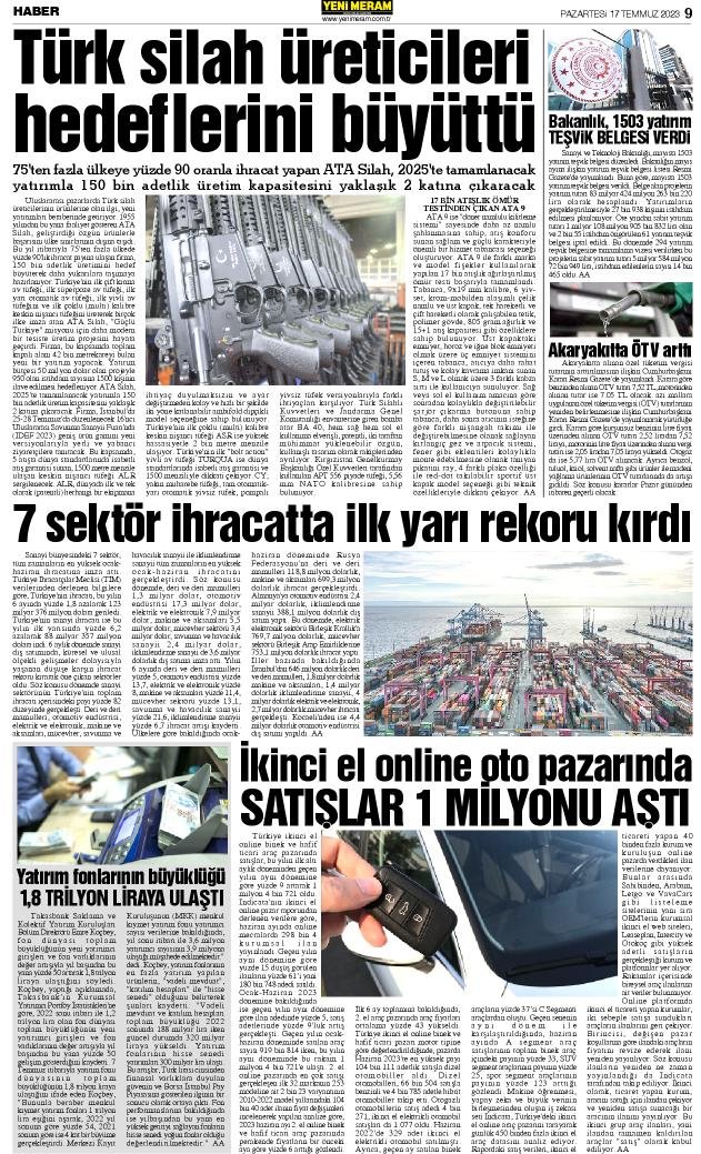 17 Temmuz 2023 Yeni Meram Gazetesi