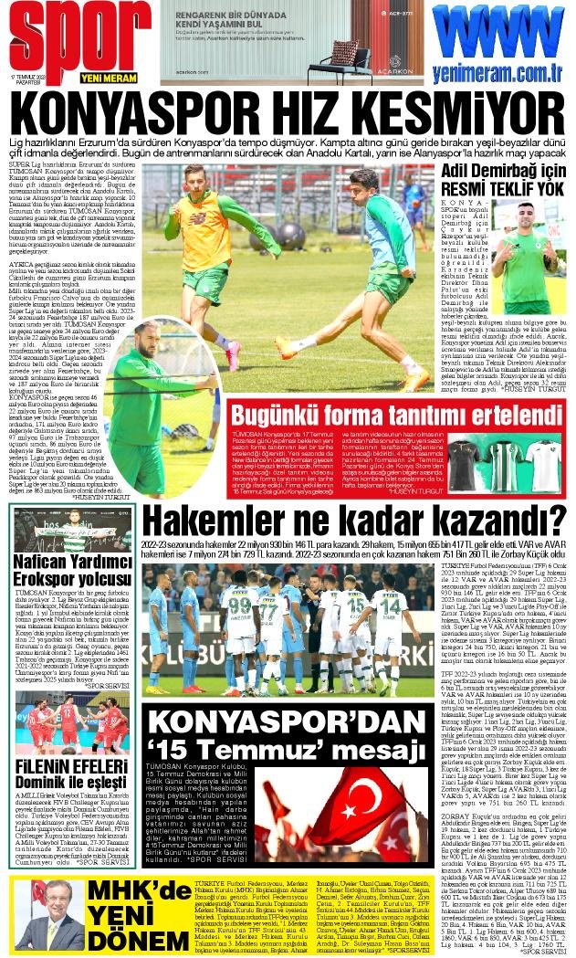 17 Temmuz 2023 Yeni Meram Gazetesi