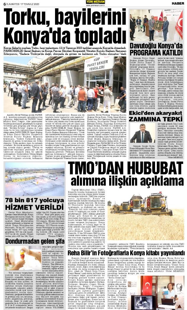 17 Temmuz 2023 Yeni Meram Gazetesi