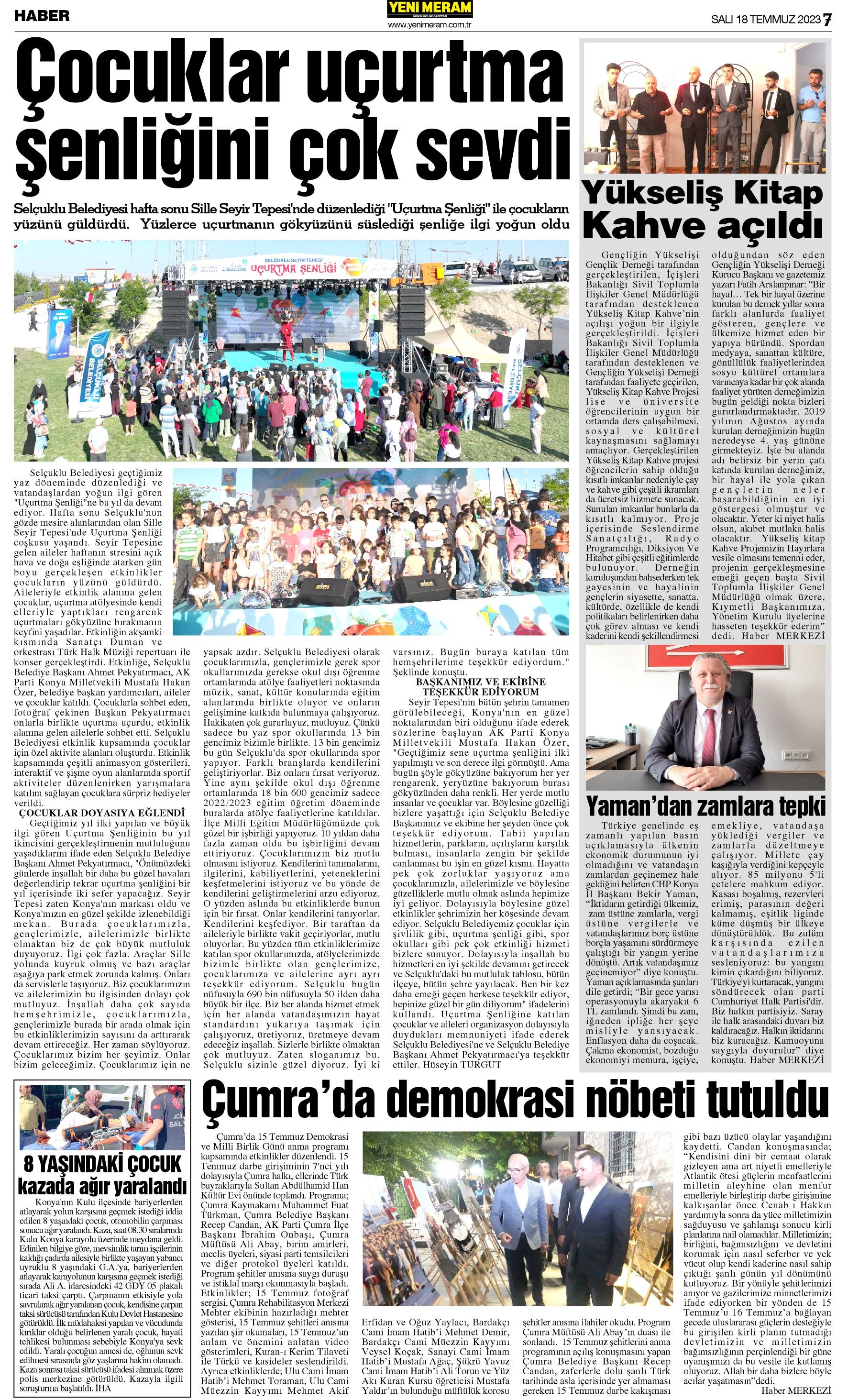 18 Temmuz 2023 Yeni Meram Gazetesi
