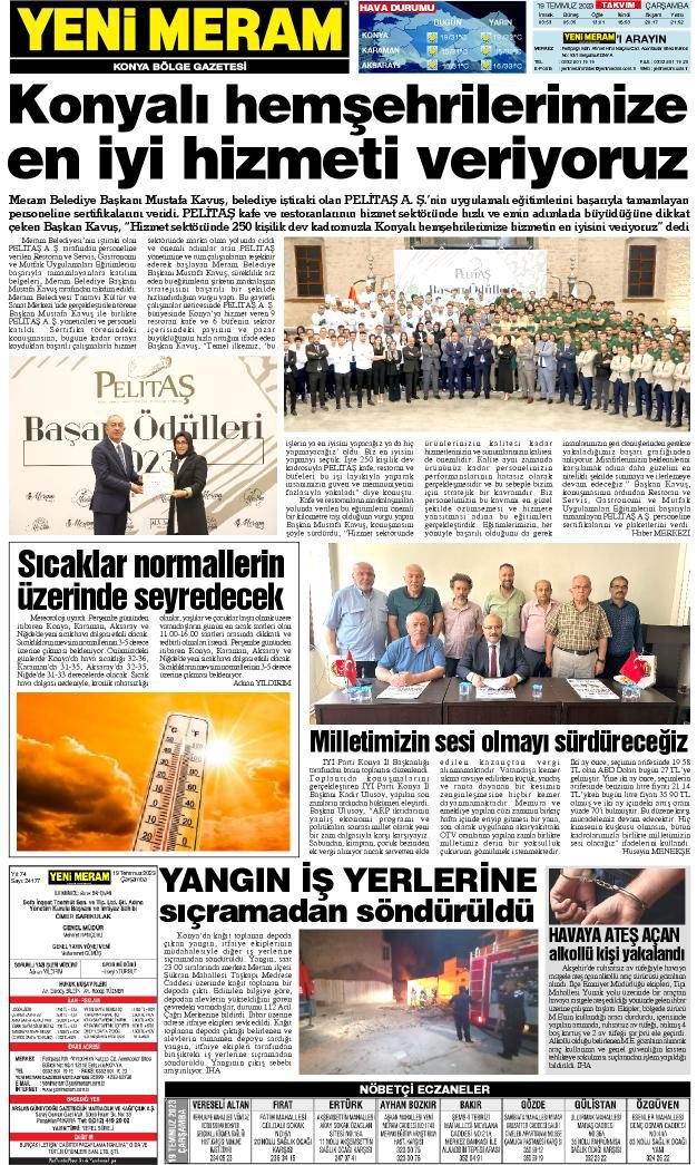 19 Temmuz 2023 Yeni Meram Gazetesi