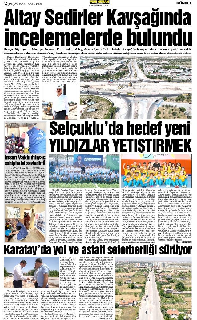 19 Temmuz 2023 Yeni Meram Gazetesi