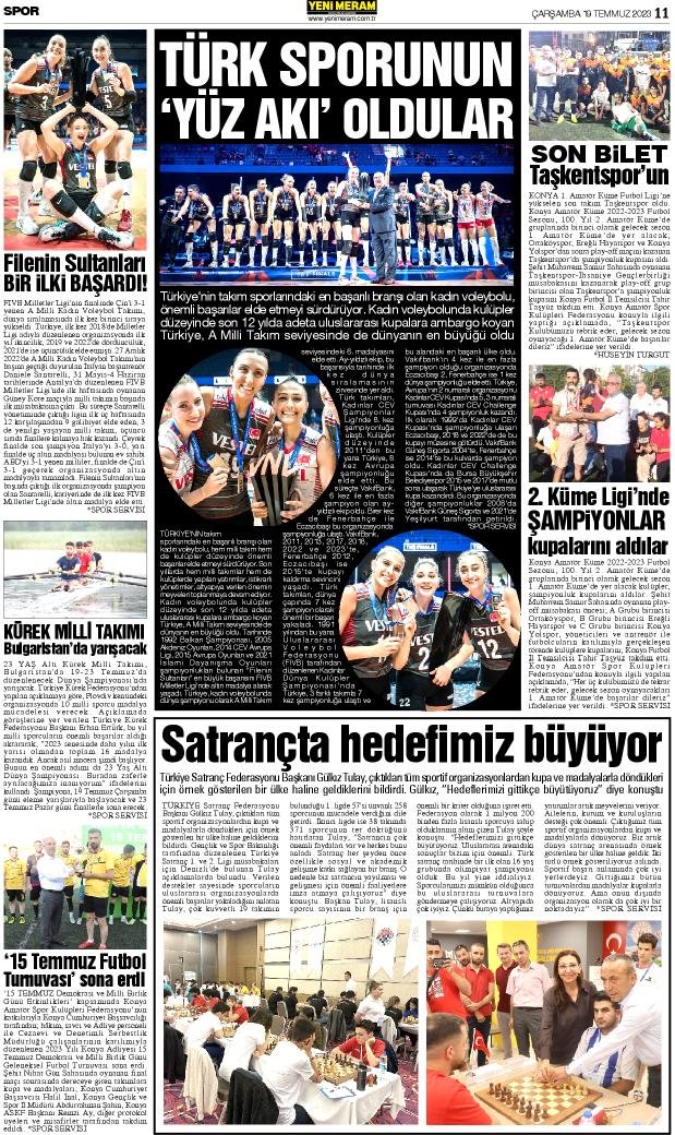 19 Temmuz 2023 Yeni Meram Gazetesi