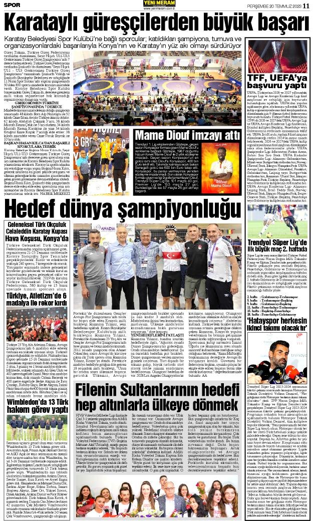 20 Temmuz 2023 Yeni Meram Gazetesi
