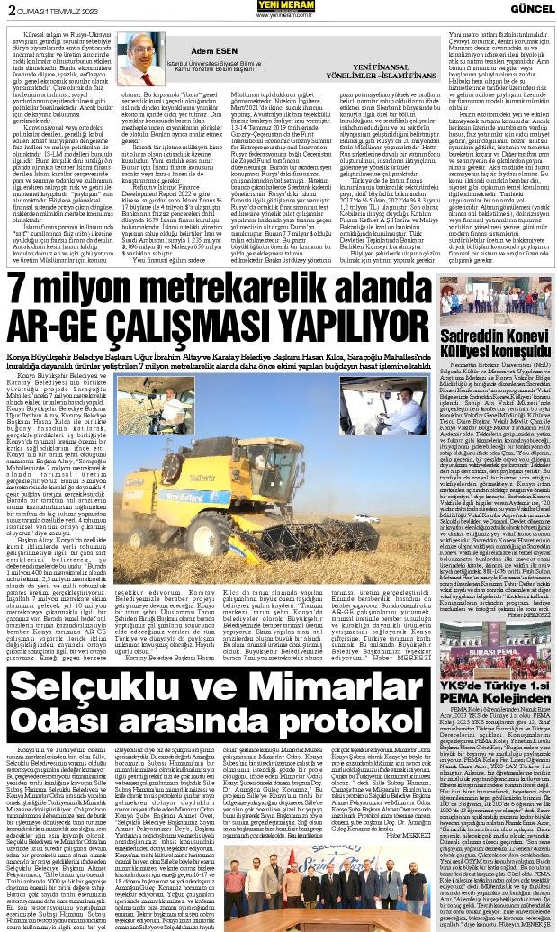 21 Temmuz 2023 Yeni Meram Gazetesi
