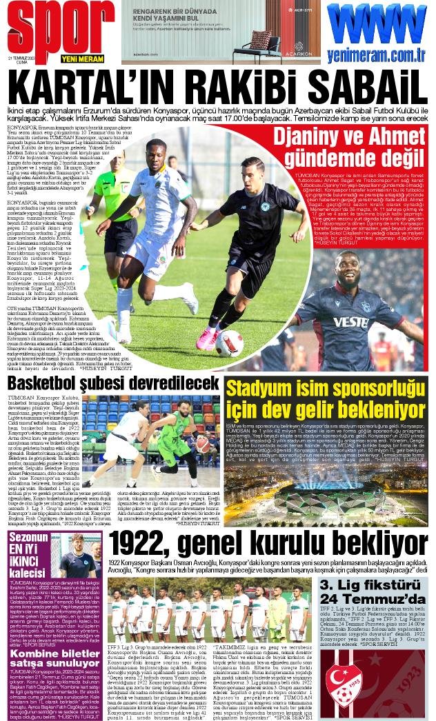 21 Temmuz 2023 Yeni Meram Gazetesi
