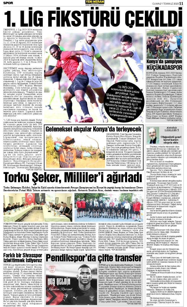 21 Temmuz 2023 Yeni Meram Gazetesi
