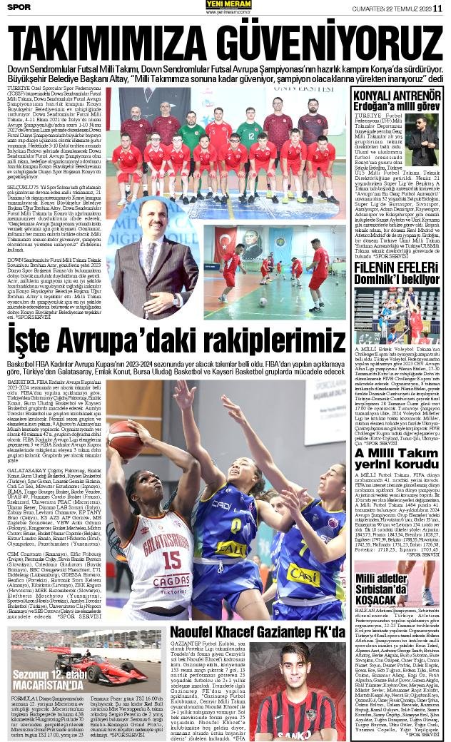 22 Temmuz 2023 Yeni Meram Gazetesi