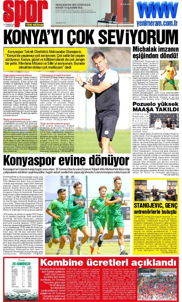 22 Temmuz 2023 Yeni Meram Gazetesi