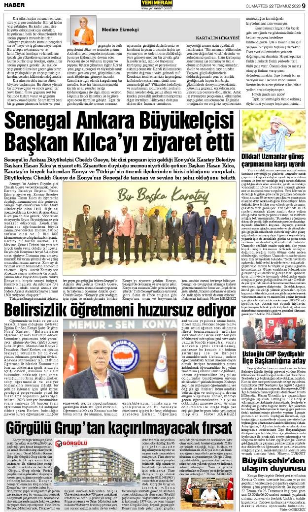 22 Temmuz 2023 Yeni Meram Gazetesi