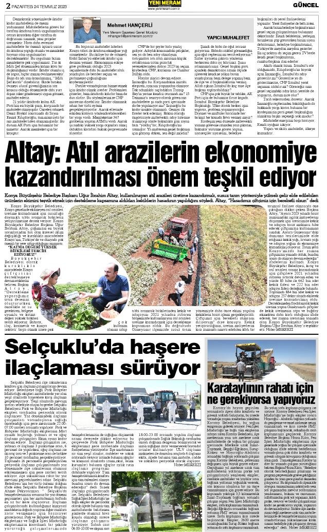 24 Temmuz 2023 Yeni Meram Gazetesi
