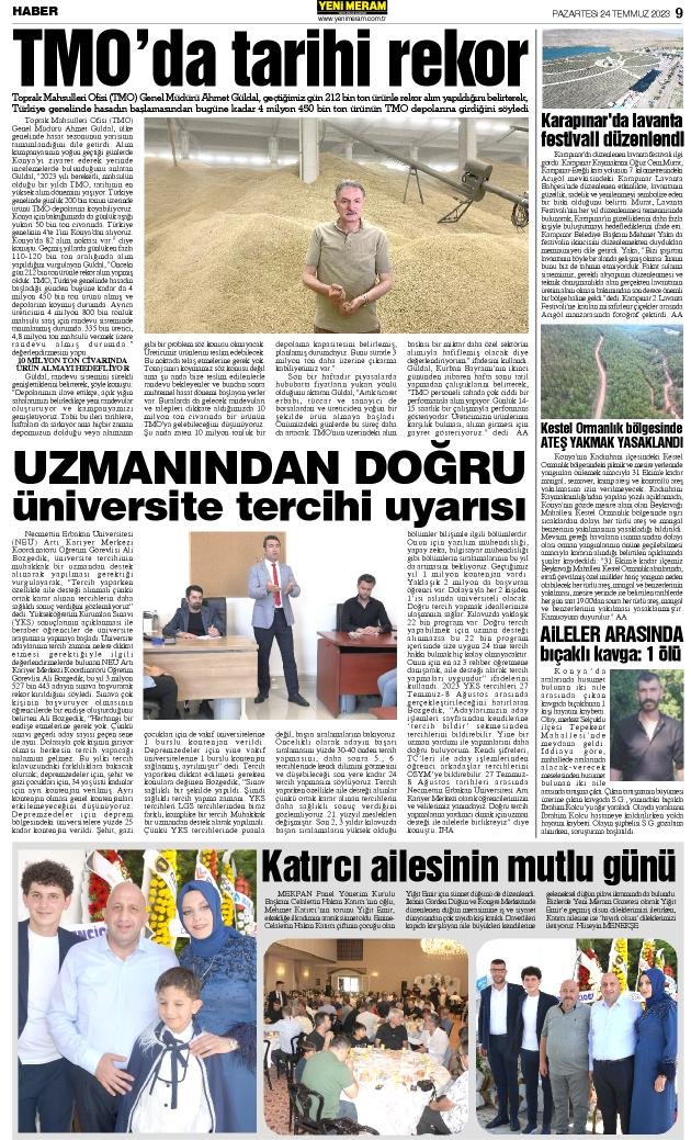 24 Temmuz 2023 Yeni Meram Gazetesi
