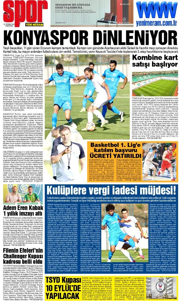 24 Temmuz 2023 Yeni Meram Gazetesi
