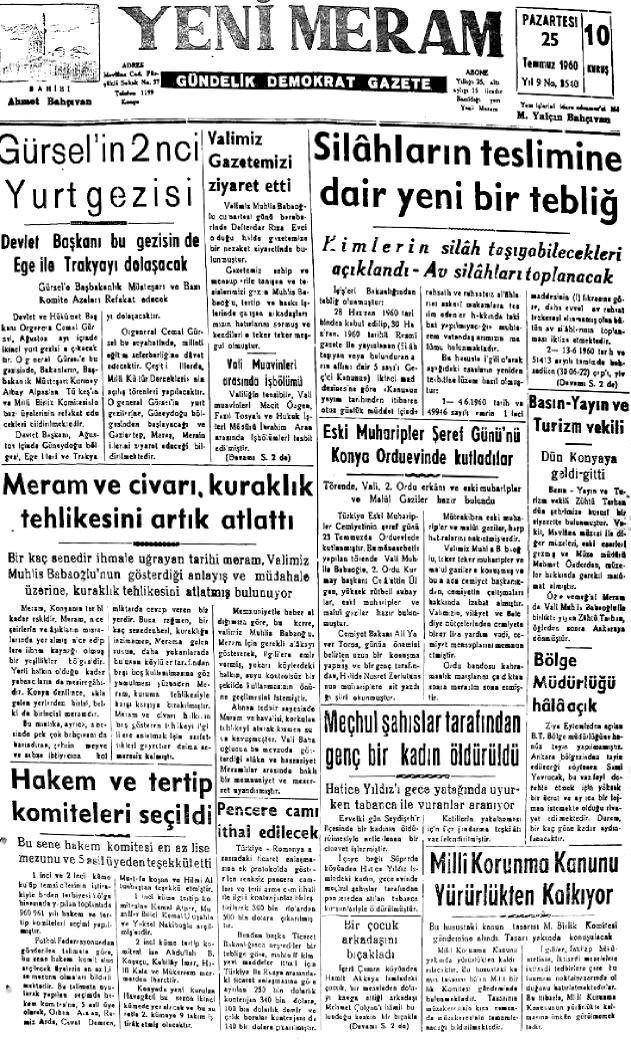 25 Temmuz 2023 Yeni Meram Gazetesi
