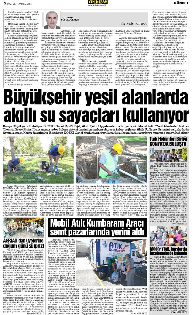 25 Temmuz 2023 Yeni Meram Gazetesi
