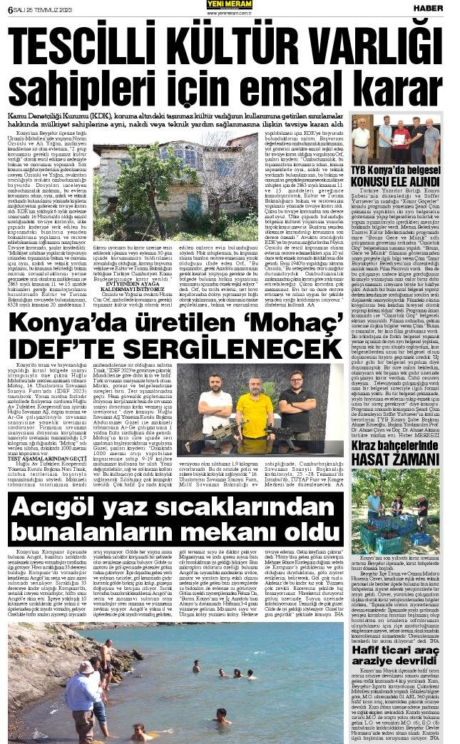 25 Temmuz 2023 Yeni Meram Gazetesi
