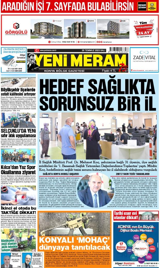 25 Temmuz 2023 Yeni Meram Gazetesi
