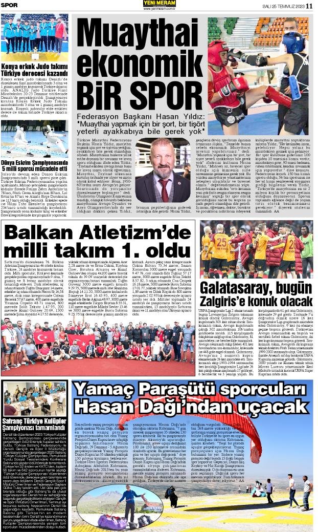 25 Temmuz 2023 Yeni Meram Gazetesi
