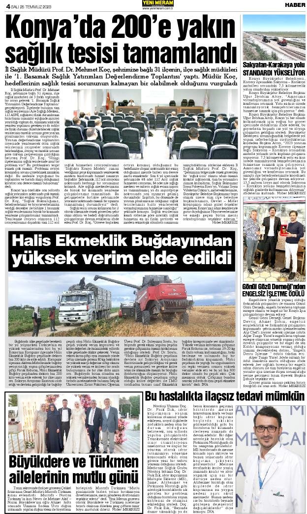 25 Temmuz 2023 Yeni Meram Gazetesi
