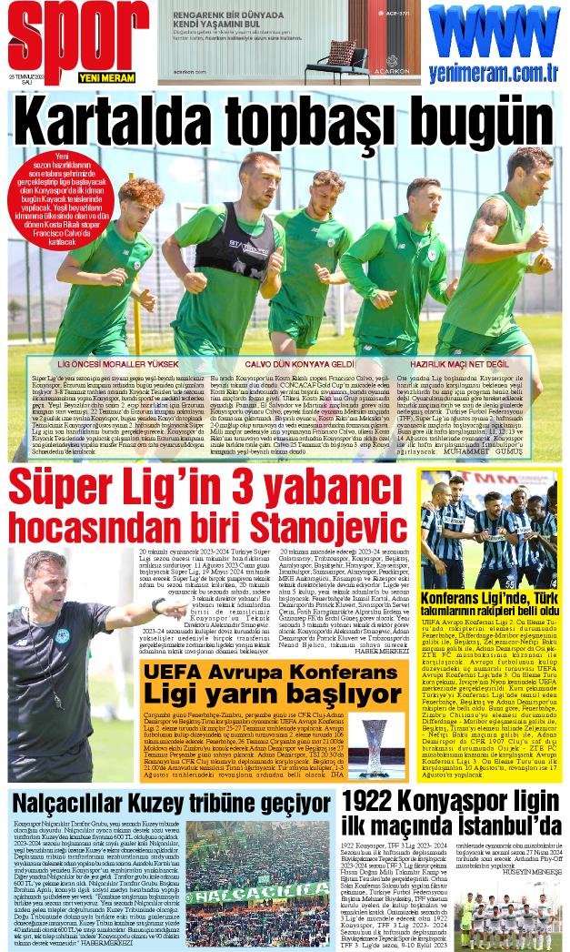 25 Temmuz 2023 Yeni Meram Gazetesi
