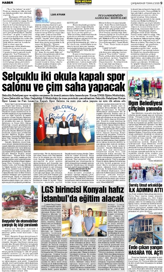 26 Temmuz 2023 Yeni Meram Gazetesi
