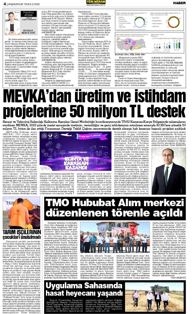 26 Temmuz 2023 Yeni Meram Gazetesi
