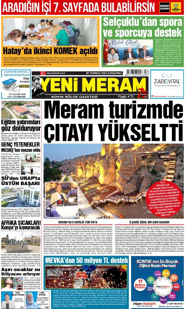 26 Temmuz 2023 Yeni Meram Gazetesi
