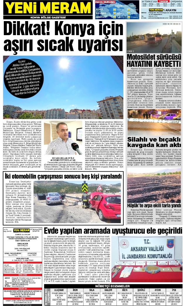 26 Temmuz 2023 Yeni Meram Gazetesi
