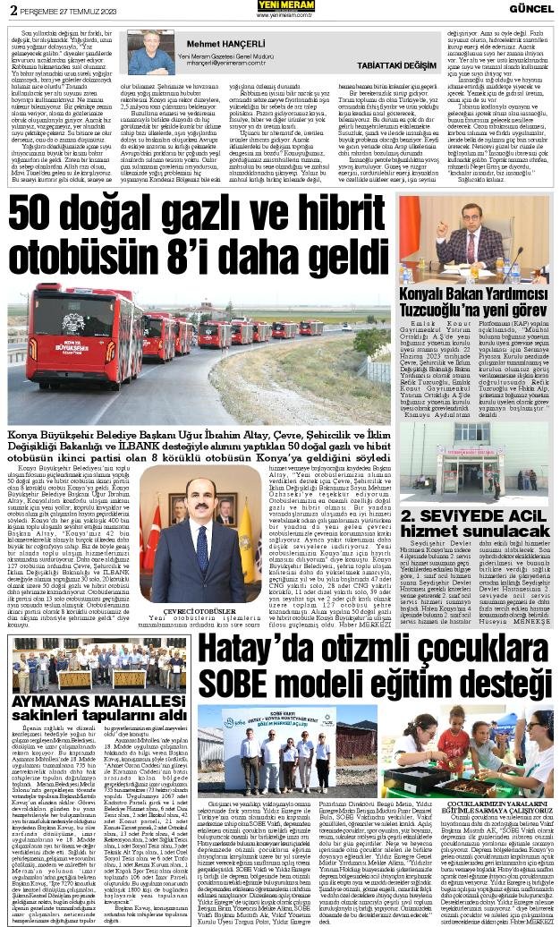 27 Temmuz 2023 Yeni Meram Gazetesi
