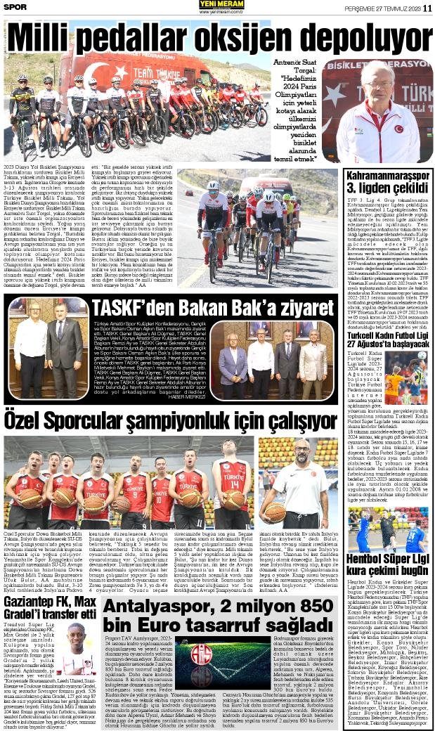 27 Temmuz 2023 Yeni Meram Gazetesi
