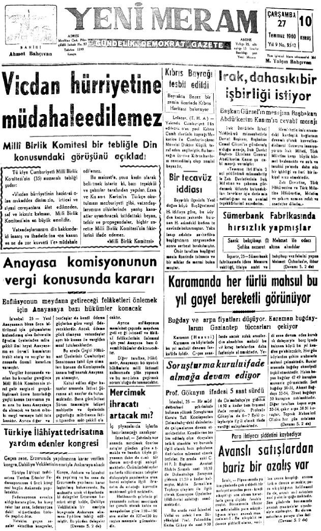 27 Temmuz 2023 Yeni Meram Gazetesi
