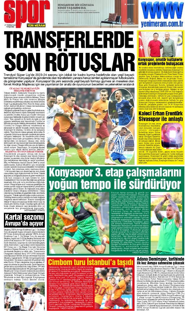 27 Temmuz 2023 Yeni Meram Gazetesi
