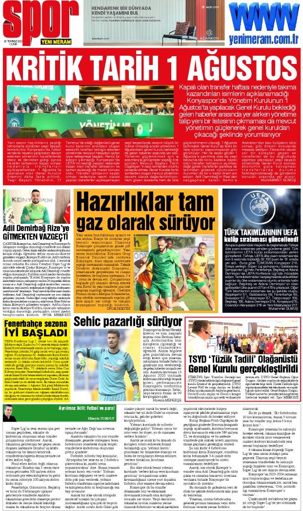 28 Temmuz 2023 Yeni Meram Gazetesi
