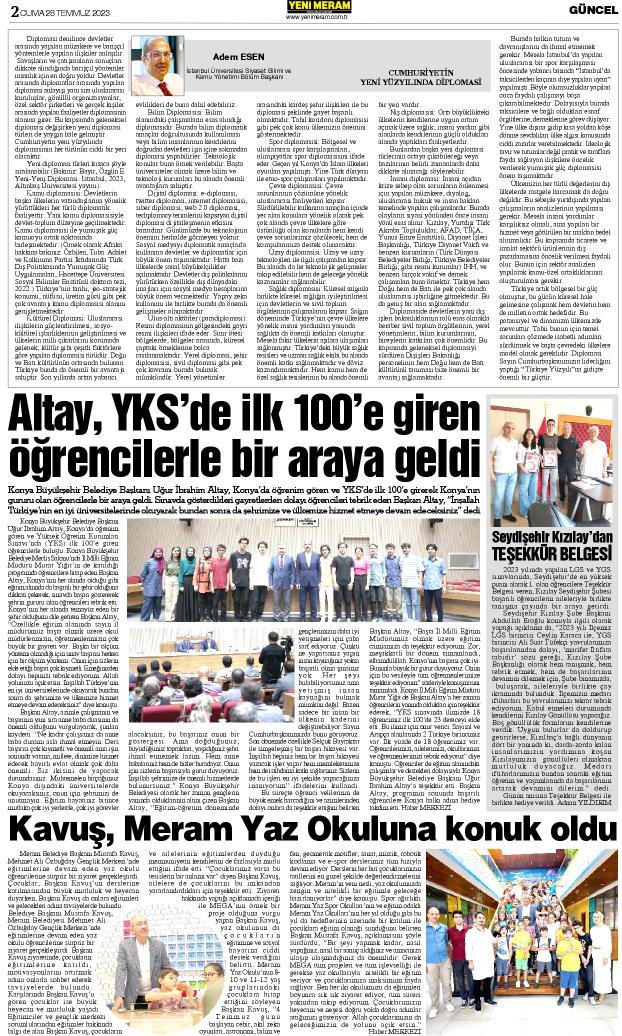 28 Temmuz 2023 Yeni Meram Gazetesi
