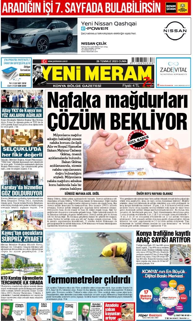 28 Temmuz 2023 Yeni Meram Gazetesi
