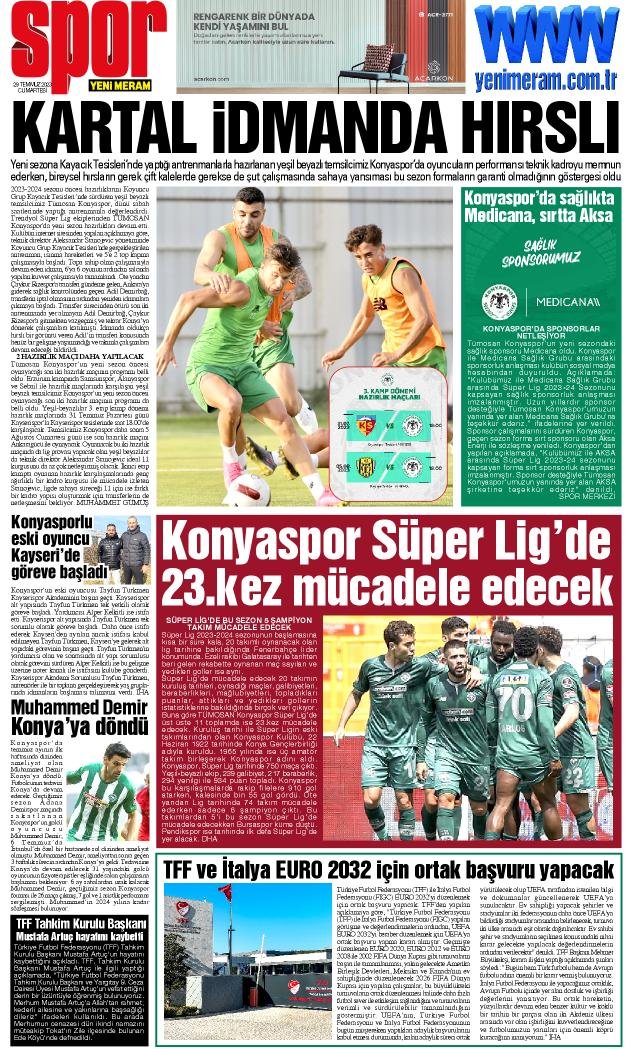 29 Temmuz 2023 Yeni Meram Gazetesi