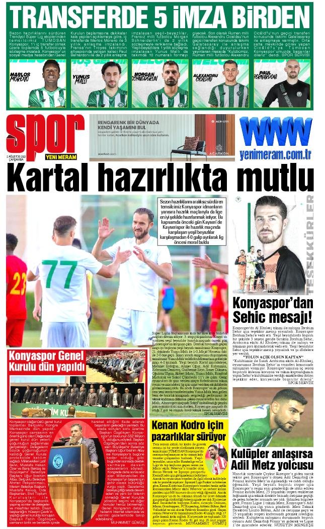 2 Ağustos 2023 Yeni Meram Gazetesi
